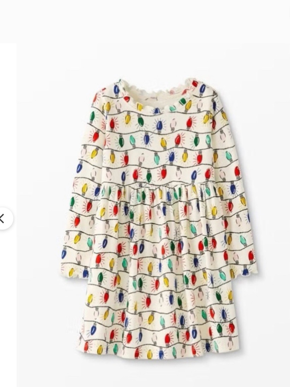 Hanna Andersson Girls' White Holiday Light Print Dress
